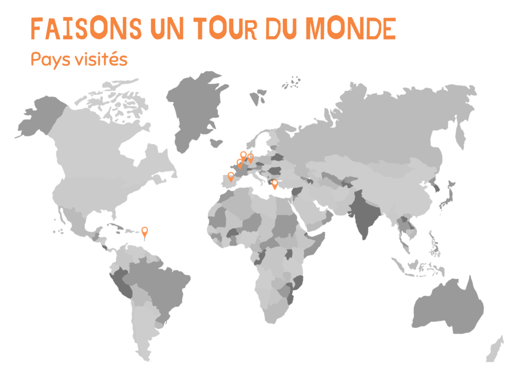 Carte de notre tour du monde - La Baud's Family